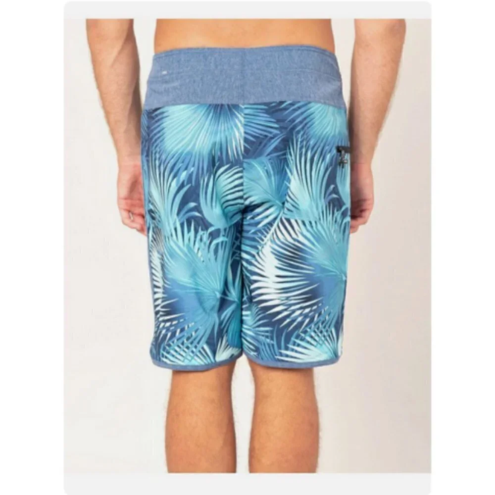 RIP CURL Sunrise NL Boardshorts ~ Navy Teal Palm Leaf Print 30 NWT